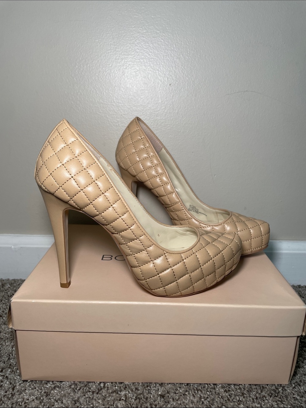 BCBGeneration Quilted Nude High Heel Pumps